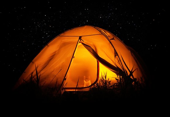 camping lantern in tent camping night 